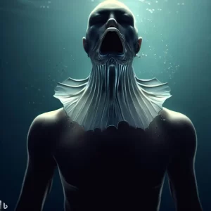 AI Image of man with gills under water to illustrate post
