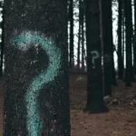 An image of question marks painted on trees to illustrate post